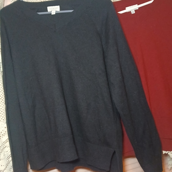 Lucky Brand 2 Piece Black and Red V Neck Sweater Set Cotton Blend Size Small - Picture 6 of 14